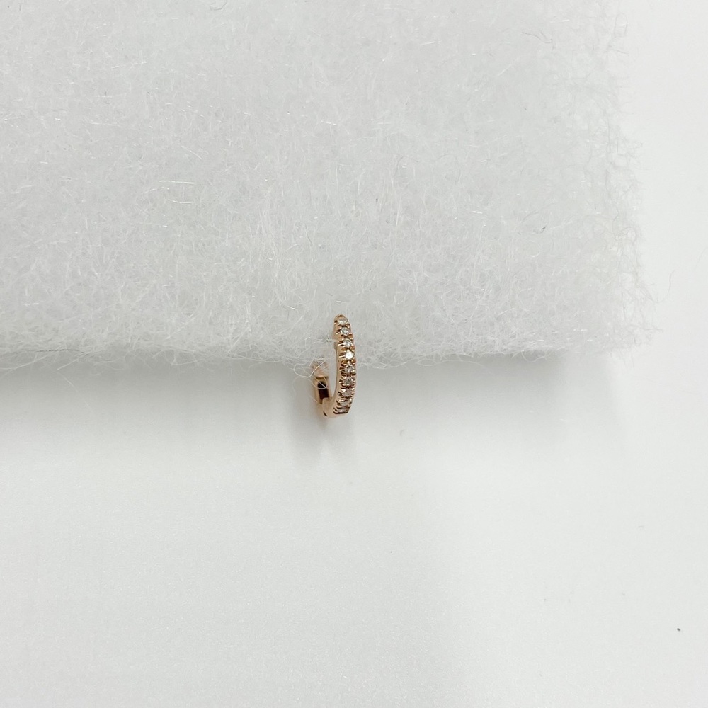 Real Diamond 14k Rose Gold Huggie Cuff Earring - Picture 10 of 12